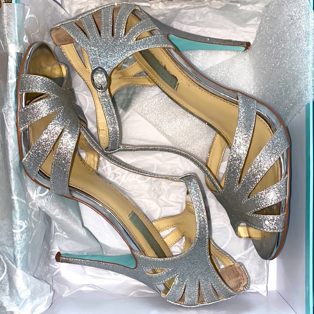 Betsy Johnson Silver Glittery Heels